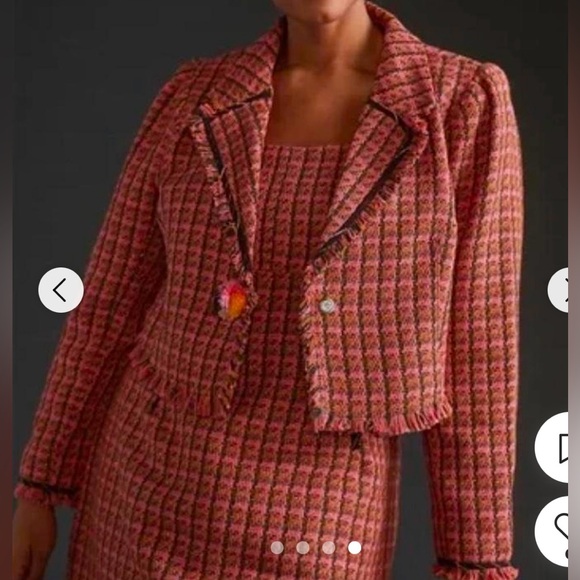 Anthropologie Dresses & Skirts - NEW Anthropologie Pink Tan Tweed Sheath Dress & Blazer, Size 14
